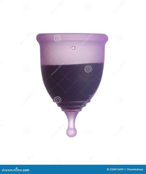 Purple Menstrual Cup with Blood Isolated on White Stock Image - Image ...