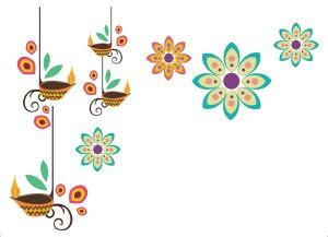 Crown Decals 70 cm Hanging Diya PVC vinyl multicolor wall sticker size ...