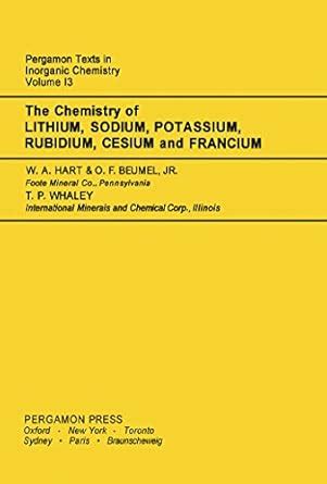 The Chemistry of Lithium, Sodium, Potassium, Rubidium, Cesium and ...
