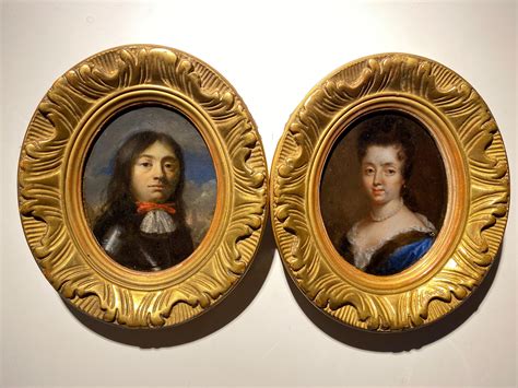 17th century Pair of Old Master miniatures of a couple Military Noble ...