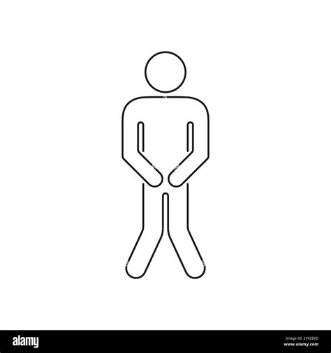 Restroom Urgency Line Icon. Man Standing with Pee Pose Outline Sign. Toilet Urgency Symbol ...