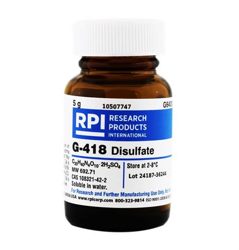 5 g, 108321-42-2, G-418 Disulfate - 30TY27|G64000-5.0 - Grainger