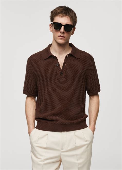 100% cotton braided knitted polo shirt - Men | MANGO Pakistan