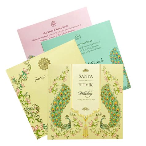Buy Cream Peacock Invitation Card |40000+ Happy Customers| King of ...