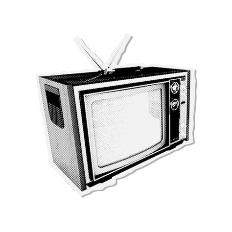 TV retrô com antenas em meio-tom pontilhado estilo vintage rasgado ...