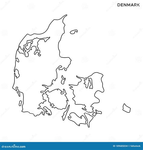 Outline Map of Denmark Vector Design Template. Editable Stroke Stock Vector - Illustration of ...