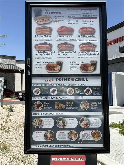 Menu at Angie's Lobster, Burger and Prime Grill restaurant, Mesa