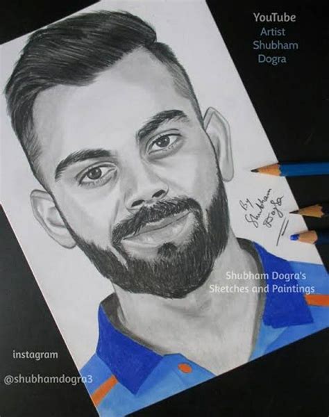 Virat Kohli Colour Pencil Sketch