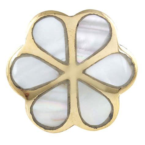 Alyssum Flower Brass Shell Cabinet Knob