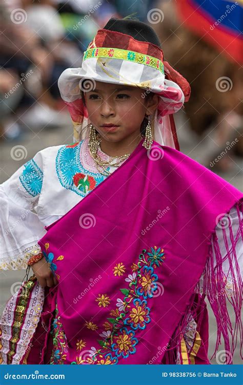 Young Indigenous Girl Dressed in Bright Clothes in Ecuador Editorial ...
