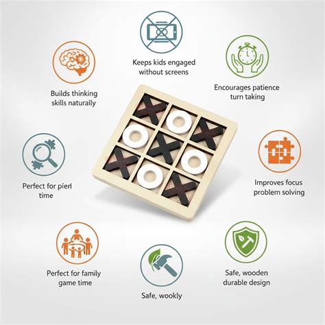 Wudly Wooden Tic Tac Toe Game for Kids & Adults XO Board (1 Random ...