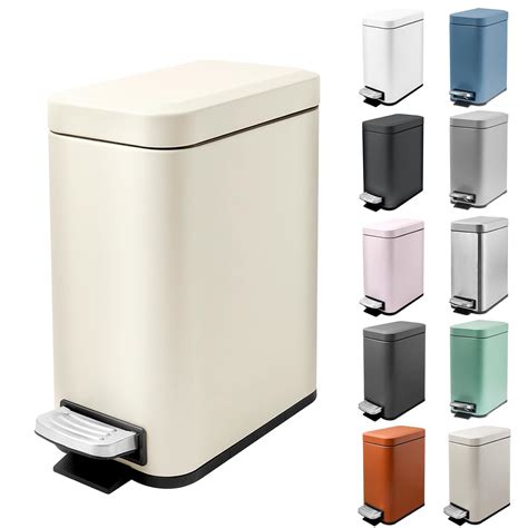 5 Liter/1.3 Gallon Slim Small Trash Can with Lid Soft Close, Stainless ...