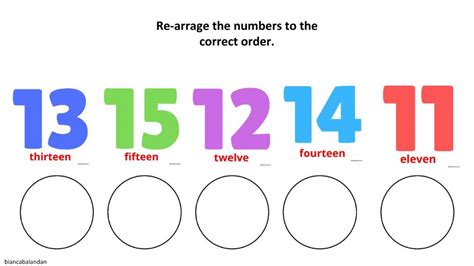 Numbers 11-15 interactive worksheet