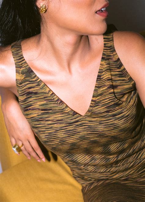 Organic Cotton Stippled V-Neck Tank Top For Women Online by No Nasties