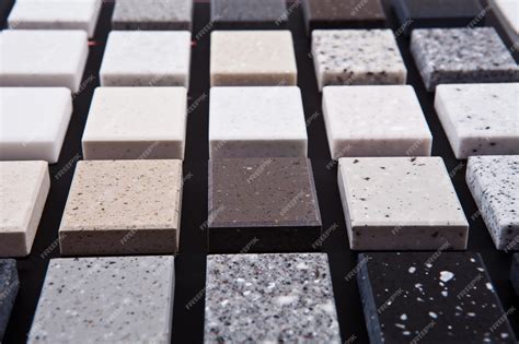 Premium Photo | A selection of different types of granite including ...