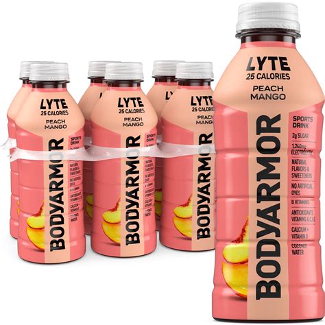 BODYARMOR Lyte Peach Mango Electrolyte Sports Drink 20 fl oz 6 Pack ...