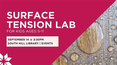 Surface Tension Lab (For Kids Ages 5-11), Spokane Public Library South ...