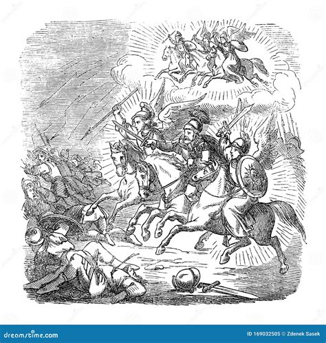 Vintage Drawing of Biblical Story of Warrior Judas Maccabeus Beating ...