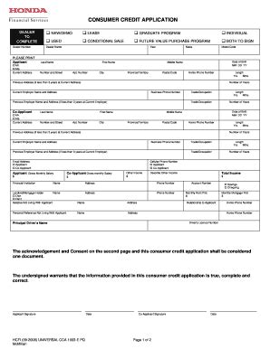 2008-2026 Form Honda Consumer Credit Application - Blank Fillable ...