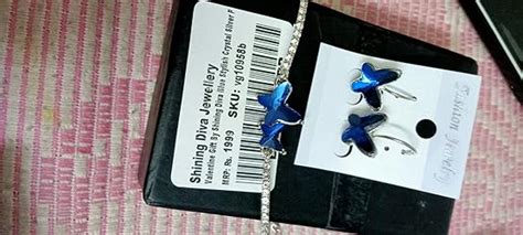 Valentine Gift By Shining Diva Blue Stylish Crystal Silver Plated ...