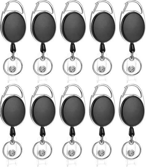 Beliky 10 Pack Retractable Badge Holder with Carabiner Reel Clip and ...