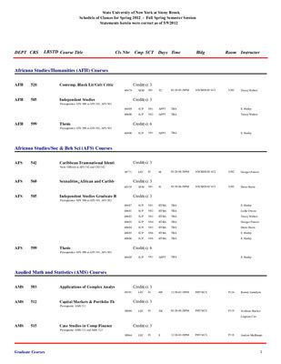 Calendars | Curricula | Stony Brook University