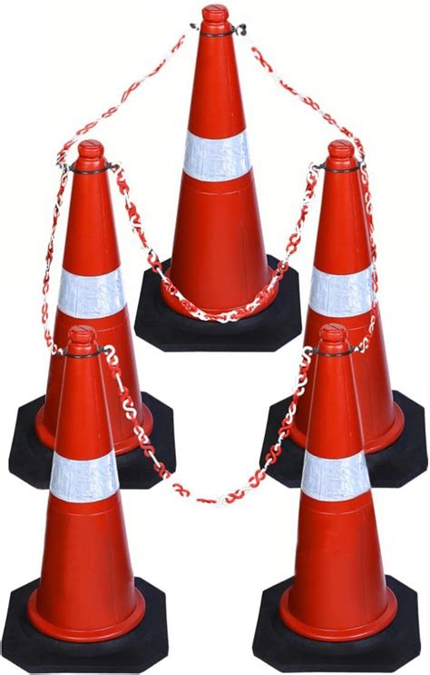 ABS INDUSTRY Safety Cones 8 Cones with 8 Meters S Hook Safety Chain and ...