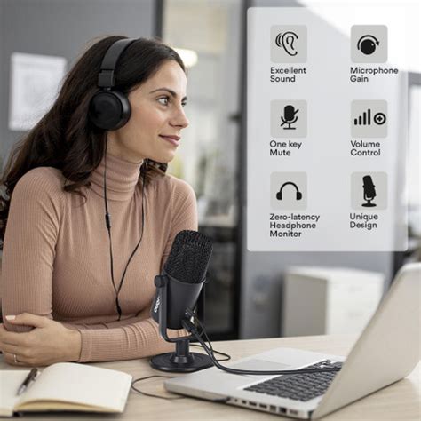 MAONO AU-902 USB Condenser Podcast Microphone, with Dual Volume Control ...