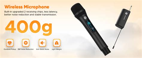 DIGIMORE UHF Wireless Microphone for Singing | 6Hrs Battery | 160ft ...