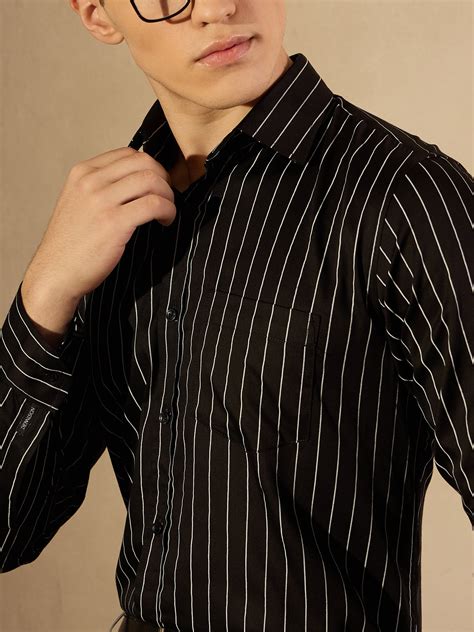 Black & White: Full Sleeves Regular Fit Formal Striped Shirt – Dennison ...