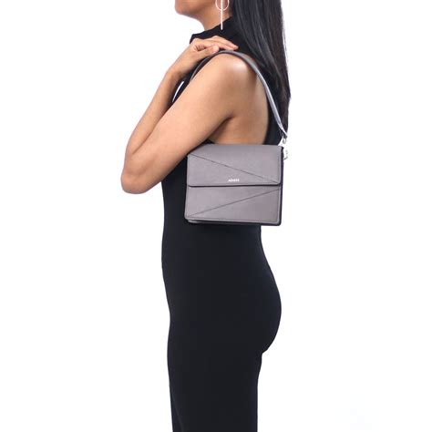 Diana Grey Leather Shoulder Bag - Crossbody Sling Strap - Adisee – ADISEE