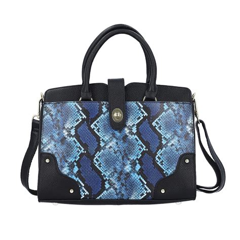 Buy Black & Green Snake Skin Print Genuine Leather Convertible Tote Bag ...