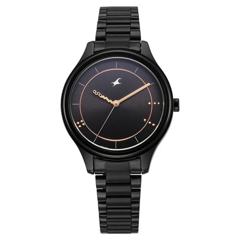 Buy Online Fastrack Stunners Quartz Analog Black Dial Black Metal Strap ...