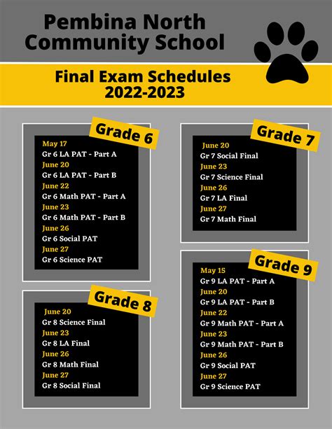 Final Exam Schedules 2022-2023 - Pembina North Community School