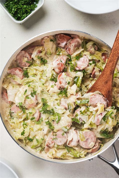 Cabbage and Sausage Alfredo Skillet Dinner