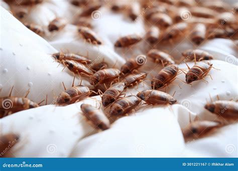 Many Termites on Bed, Closeup. Ants in Bed, Bedbug Colony on White ...
