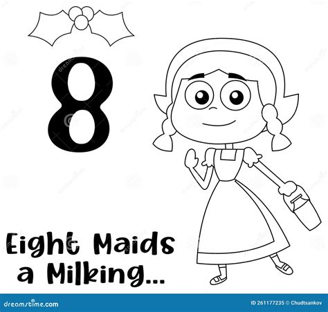 Outlined the 12 Days of Christmas - 8Th Day - Eight Maids a Milking ...