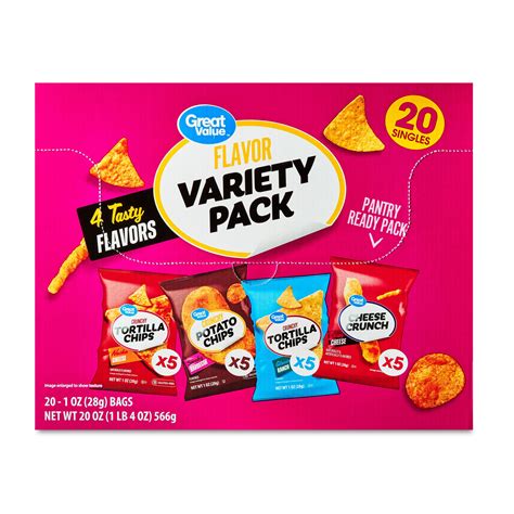 Great Value Tasty Chips Variety Pack, 1 oz, 20 count Box - Walmart.com