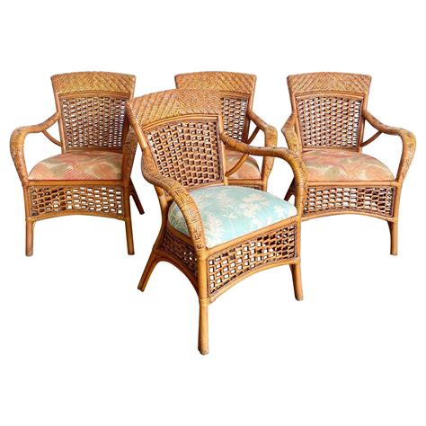 Vintage Boho Chic Bamboo Rattan and Wicker Dining Chairs at 1stDibs ...