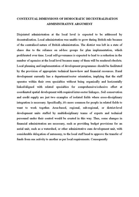 Contextual Dimensions OF Democratic Decentralisation - Administrative ...