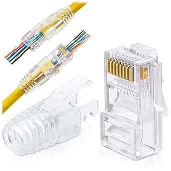 FEDUS RJ45 Cat6 Pass-Through Connectors & Strain Relief Boots EZ to ...