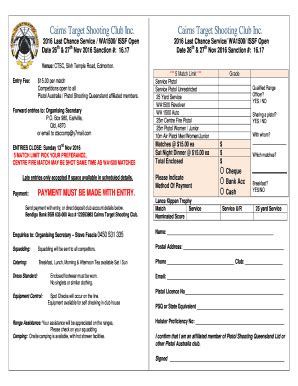 Fillable Online Cairns Target Shooting Club Inc - Pistol Shooting ...