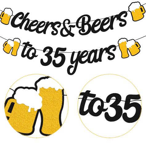 35th Birthday Decorations Cheers & Beers to 35 Years Banner for Men ...