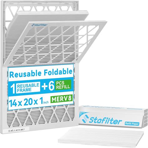Amazon.com: Stafilter Reusable 14x20x1 Air Filter (MERV 8), 1 Foldable ...
