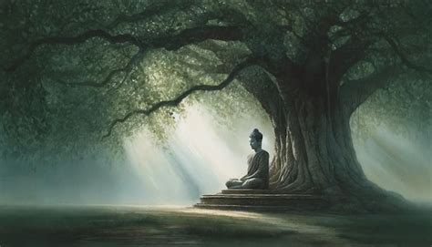 Watercolor painting of buddha sitting beneath a tree | Premium AI ...