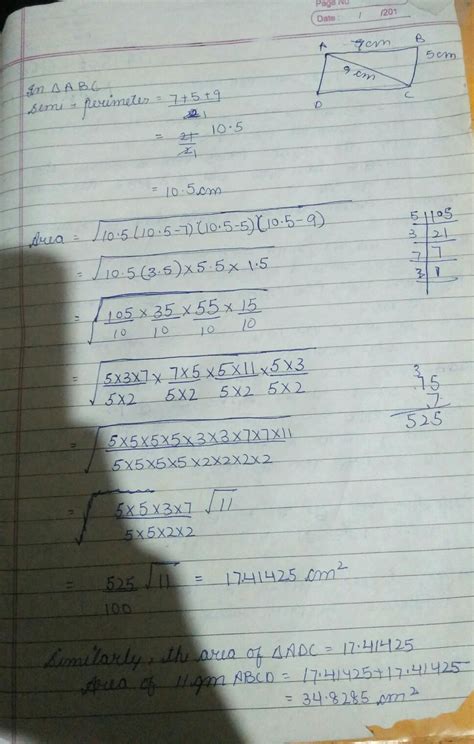 Two adjacent sides of a parallelogram are of lengths 5 cm and 7 cm; and ...