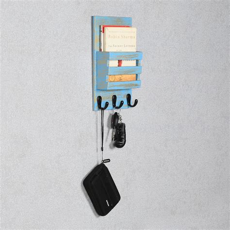 Woodee Wall Mounted Key Holder & Magazine Organizer | MDF Key Holder ...