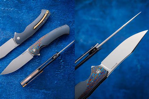 Custom Pocket Knife Mantis M398 Timascus Bowie Design