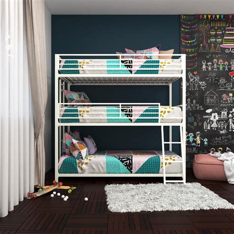 Buy Your Zone Metal Twin Triple Bunk Bed, White Online at Lowest Price ...