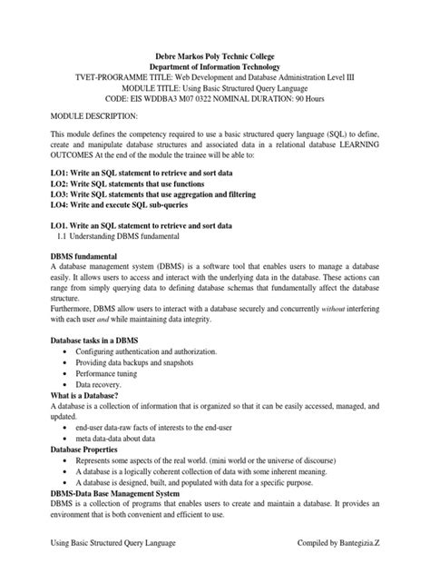 Image result for SQL Structured Query Language PDF